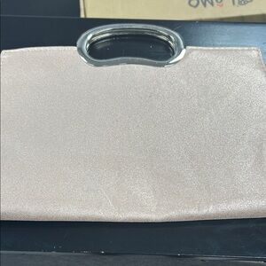 Elegant Metallic Clutch with Silver Handle
